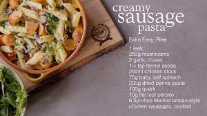 Slimming World Creamy Sausage Pasta Recipe Creamy Sausage Pasta Chicken Sausage Recipes Pasta Sausage Pasta Recipes