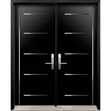 All models and materials are named properly so you can find entrance classic door from solid wood with molding design. Modern Double Exterior Doors With Stainless Steel Stripes Contemporary Front Doors Double Doors Exterior Double Door Design