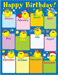 Smiley Face Birthday Chart Birthday Charts Birthday Chart
