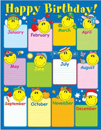 Smiley Face Birthday Chart Birthday Charts Birthday Chart