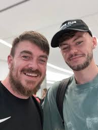 Great to meet Conor Bradley the Liverpool soccer player at the airport!!