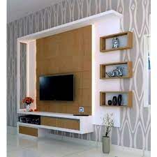 Wall unit for flat screen tv, black, white, wood grain by teleloft. Brown And White Wooden Tv Unit Rs 150000 Unit Hsr Interiors Services Id 20596690455