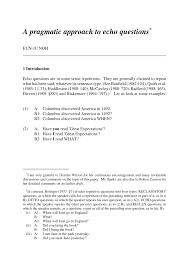 Pdf A Pragmatic Approach To Echo Questions