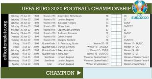 Uefa euro 2020 match schedule: Euro 2020 Fixtures And Match Scoresheet Office Templates