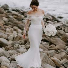 Off Shoulder Mermaid Tulle Backless Long Sleeve Wedding Dresses Fc2556 Long Sleeve Wedding Dress Backless Wedding Dresses Tulle Wedding Dress
