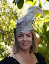 BERTHA Silver/Grey Feather Fascinator Race Day Hat