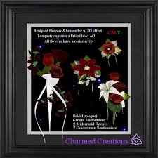 White modern wedding bouquets red. Second Life Marketplace Modern Bride Red White Set 6 Wedding Flower Wedding Bouquet Bridal Bouquet