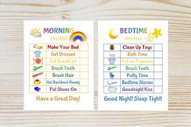 kids morning bedtime checklist printable chore chart kid routine chart kid printable instant download