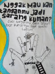 Ini ada contoh hasil kreasi poster karya anak kelas v, yang buat unik cara mereka menggambar kuman dan penyakit yang menempel di tangan sob. Contoh Poster Anak Kelas V Sd Gambar Kuman Yang Unik Karya Anak Gurune Net