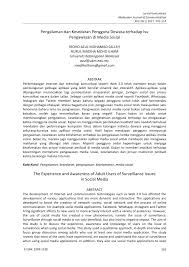 5 downloads 107 views 78kb size. Pdf Pengalaman Dan Kesedaran Pengguna Dewasa Terhadap Isu Pengawasan Di Media Sosial The Experience And Awareness Of Adult Users Of Surveillance Issue In Social Media