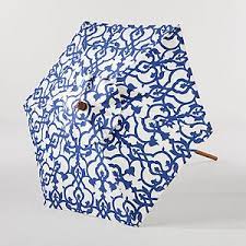 The spaces below all feature patio umbrellas that you can purchase if you're in a shopping mood. Outdoor Umbrellas Umbrella Stands Blue And White Fabric Umbrella Blue And White
