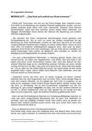 Merkblatt Das Kind Soll Endlich Zur Ruhe Kommen