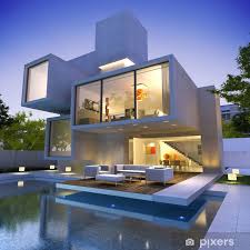 Die moderne architektur des 21. Fototapete Modernes Haus Mit Pool Bunker Pixers Wir Leben Um Zu Verandern