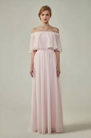 Bohemian Style Off Shoulder Chiffon Bridesmaid Dress Ruffle Prom Dress Pink Bridesmaid Dresses Long Bohemian Dress