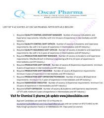 Chemical & pharmaceutical processing cooling equipment. Oscar Pharma Ankleshwar Job For Msc Bsc B Tech Chemical In Multiple Departments