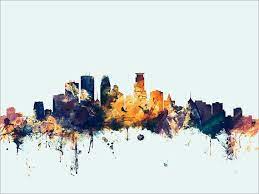 Minneapolis Skyline Minneapolis Minnesota Cityscape Art Print Etsy Minneapolis Skyline Cityscape Art Art