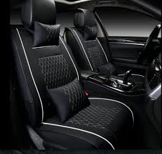 100 Car Seat Covers Black White Padded Quilted Leather P U 7 Piece Full Set In 2020 Leather Car Seat Covers Leather Car Seats Car Seats