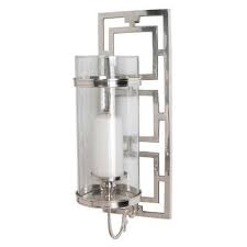 Silver wall sconces for candles. Arteriors Home Silver Wilson Polished Nickel And Glass Hurricane Sconce