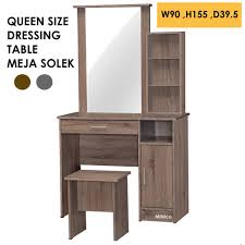 See more of meja solek on facebook. Premium Wooden Dressing Table Queen Size Makeup Table Set Comes With Stool Meja Solek Shopee Malaysia