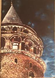 Galata Kulesi Yagli Boya Istanbul Kule Gece Resim Tablolar Sanat Cizimleri