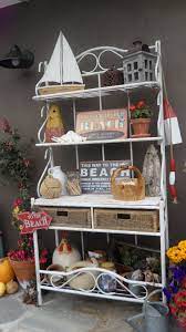 Which is the largest assortment of baker's racks at the home depot? Re Use Old Bakers Rack Bakers Rack Beach Style Decorating Porch Decorating