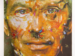 Conrad Atkinson, Portrait of Dorian Blair, 2012, hand-coloring, glitter,  collage