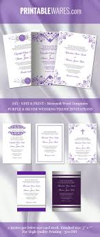 Purple Silver Wedding Invitation Templates Microsoft Word Purple And Silver Wedding Silver Wedding Invitations Wedding Invitations Diy