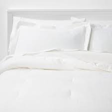 Full/queen comforter + 2 shams, color: King Family Friendly Comforter Sham Set White Chambray Threshold Target