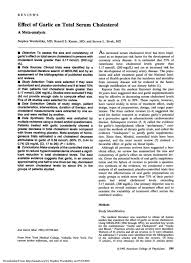 Pdf Effect Of Garlic On Total Serum Cholesterol