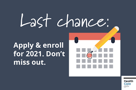Open enrollment for health insurance ends today, december 15, for the health insurance marketplaces under the affordable care act (it ended for medicare on december 7). Open Enrollment For 2021 Coverage Ends In A Few Days Healthcare Gov
