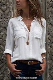 2019 Bayan Gomlek Modelleri Sik Kombinler Icin Beyaz Dokumlu Beyaz Dokumlu 2019 Gomlek Fashion Casual Casual Fashion