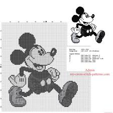 Black and white cross stitch patterns. Disney Vintage Black And White Mickey Mouse Walking Free Cross Stitch Pattern Free Cross Stitch Patterns Simple Unique Alphabets Baby