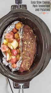 The Best Slow Cooker Pork Tenderloin And Potatoes Recipe Recipe Slow Cooker Pork Tenderloin Crockpot Recipes Slow Cooker Tenderloin Recipes