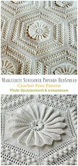 Marguerite Sunflower Popcorn Bedspread Crochet Free Pattern Crochet Crochet Bedspread Free Crochet Pattern