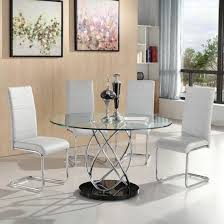 Marseille Glass Dining Table With 4 Daryl White Dining Chairs Furniture In Fashion Dining Table White Dining Chairs Glass Dining Table