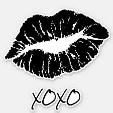 Black And White Kiss Tattoo Modern Cute Black Lips Kiss Xoxo Typography Sticker Zazzle Com In 2020 Black Lips Lip Print Tattoos Lip Artwork