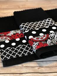 Black And White Kitchen Towels Kitchen Towel Set Black White Red Handmade Kitchen Black Towels Dish Towel Black And White Dishes Kitchen Towel Set Black Towels