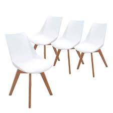 Aosun Set Of 4 Mid Century Dining Chair Padded Seat Plastic Shell Chairs With Wooden Dining Chairs Mid Century Upholstered Dining Chair Dining Chairs For Sale