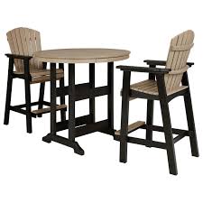 Outdoor indoor modern high bar table with patio glass top bar height table set = $42.99 to $129.04. Signature Design By Ashley Fairen Trail 3 Piece Round Bar Table Set Royal Furniture Outdoor Pub Dining Sets
