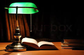 Electric Green Table Lamp And Opened Book Stock Photo Colourbox Green Table Lamp Library Lamp Green Lamp