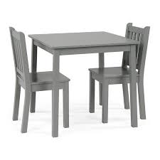 Humble Crew Curious Lion Kids Wood Large Table And 2 Chairs Set Grey Walmart Com Kids Table Chair Set Table And Chair Sets Table And Chairs