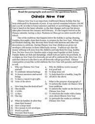 Chinese New Year Passage Reading Comprehension Worksheets Reading Comprehension Higher Order Thinking Skills