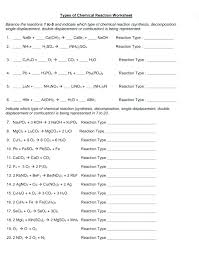 Pogil activities for highschool chemistry types of chemical reactions key : Solved Types Chemical Reaction Worksheet Balance Classification Reactions Sumnermuseumdc Org
