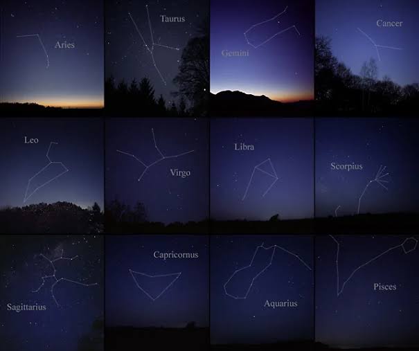 Zodiac constellations in the night sky, AI generated