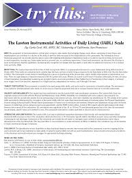 Pdf The Lawton Instrumental Activities Of Daily Living Iadl Scale