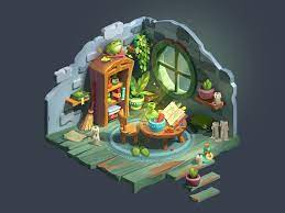 Room Of Forest Healer Game Concept Art Environment Concept Art Isometric Art