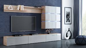Kostenlose lieferung für viele artikel! Kaufexpert Wohnwand Sigma Weiss Hochglanz Sonoma Eiche Mediawand Medienwand Design Modern Led Beleuchtung Mdf Hochglanz Hangewand Hangeschrank Tv Wand