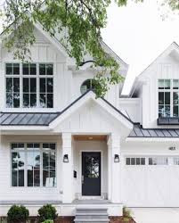 Polar white siding & black trim. Metal Roof White House Online Roof Design