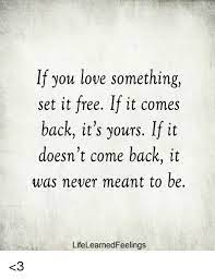 And every time i love you, i experience it, the love of a lifetime. If You Love Something Set It Free If It Comes Back It S Yours If It Doesn T Come Back It Was Never Meant To Be Lifelearnedfeelings 3 Love Meme On Esmemes Com