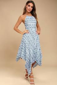 Moon River Fair Isle Slate Blue Print Midi Dress Printed Midi Dress Dresses Lace White Dress